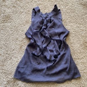 BCX purple gray ruffle high neck tank blouse